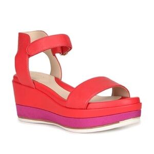 NWOT Cole Haan Grand Ambition Wedge Platform Strap Sandals Leather 70s Retro 9